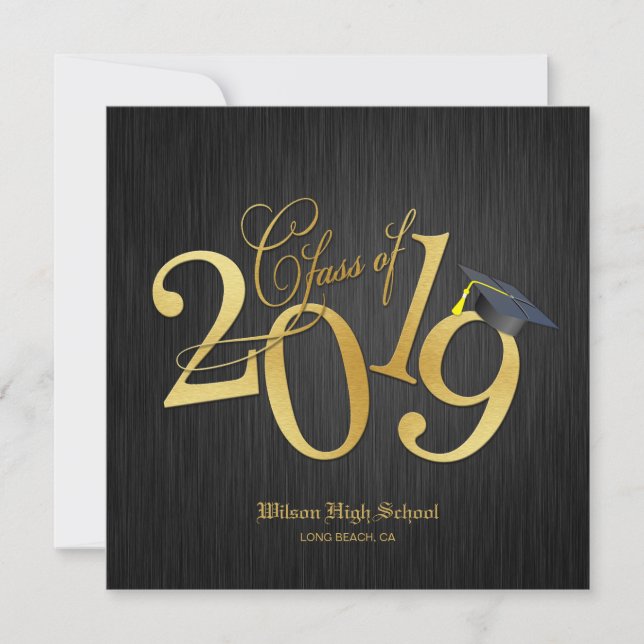 Elegant Funky Gold Class 2019 Abschluss Einladung (Vorderseite)