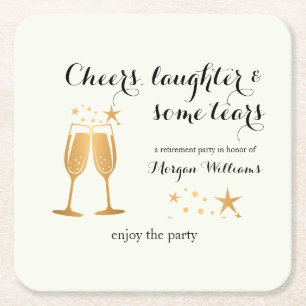 Elegant Funny Cheers Laughter Tränen Rente Rechteckiger Pappuntersetzer