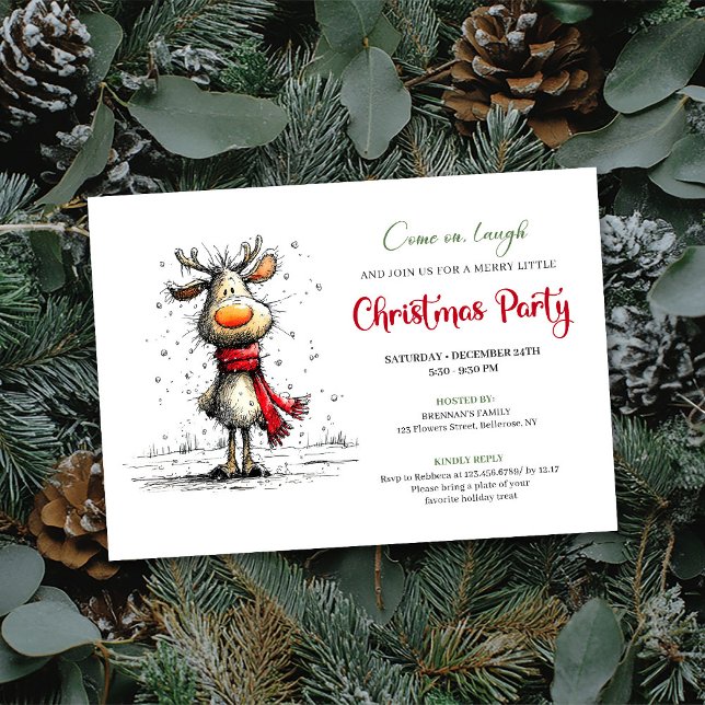Elegant funny reindeer Christmas party invitation (Elegant funny reindeer Christmas party invitation

)