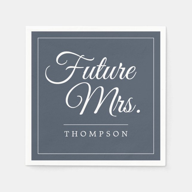 Elegant Future Frau Brautparty Dusty Blue Paper Serviette (Vorderseite)