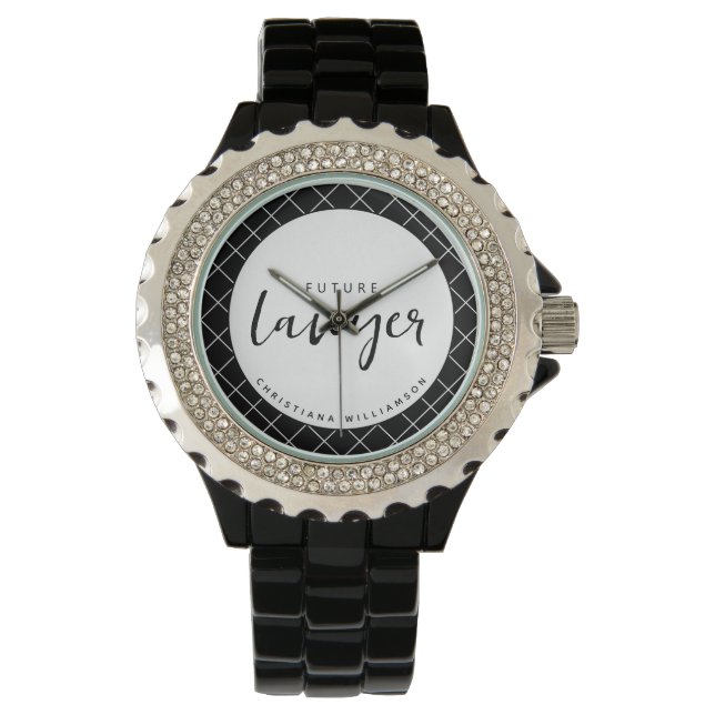 Elegant Future Lawyer Karo Pattern Personalisiert Armbanduhr (Vorderseite)
