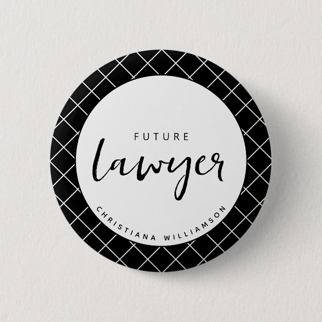 Elegant Future Lawyer Karo Pattern Personalisiert Button (Vorderseite)