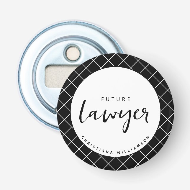 Elegant Future Lawyer Karo Pattern Personalisiert Flaschenöffner (Vorderseite)
