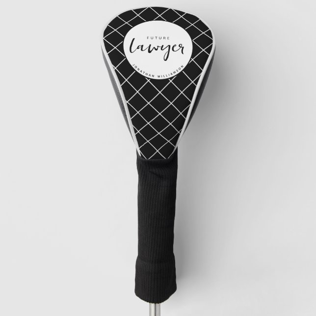 Elegant Future Lawyer Karo Pattern Personalisiert Golf Headcover (Vorderseite)