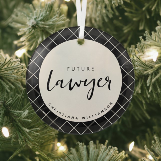 Elegant Future Lawyer Karo Pattern Personalisiert Ornament Aus Glas (InSitu)