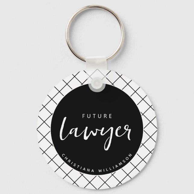 Elegant Future Lawyer Karo Pattern Personalisiert Schlüsselanhänger (Vorderseite)