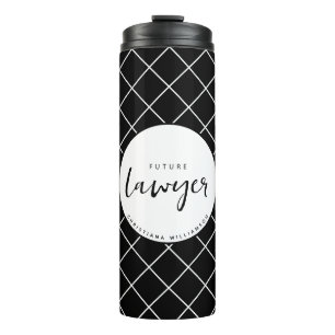 Elegant Future Lawyer Karo Pattern Personalisiert Thermosbecher