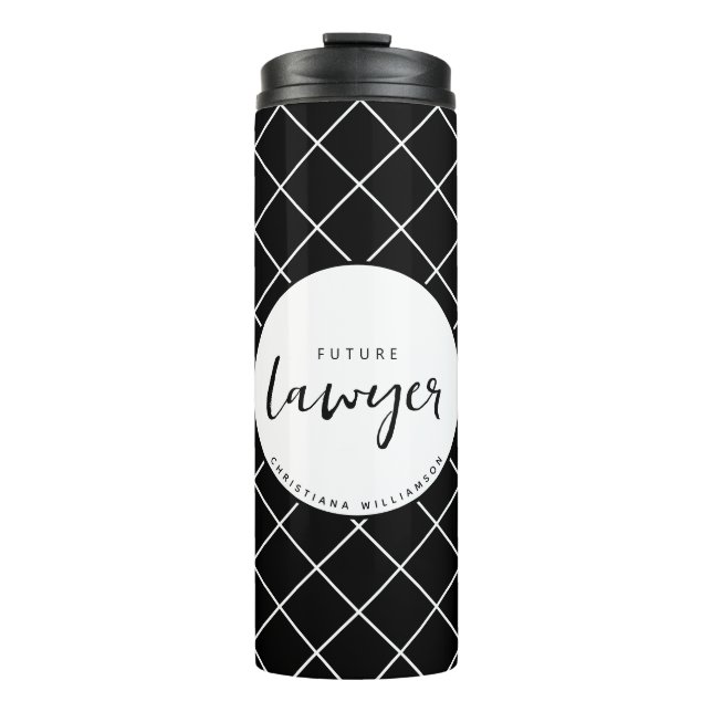 Elegant Future Lawyer Karo Pattern Personalisiert Thermosbecher (Vorderseite)