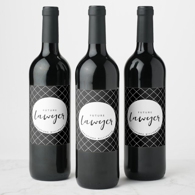 Elegant Future Lawyer Karo Pattern Personalisiert Weinetikett (Flaschen)