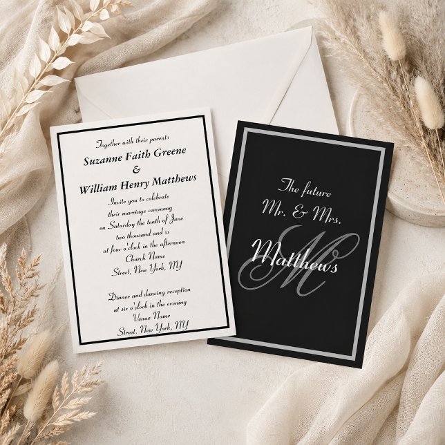 Elegant Future Mr. Monogram Wedding Einladungen (Von Creator hochgeladen)