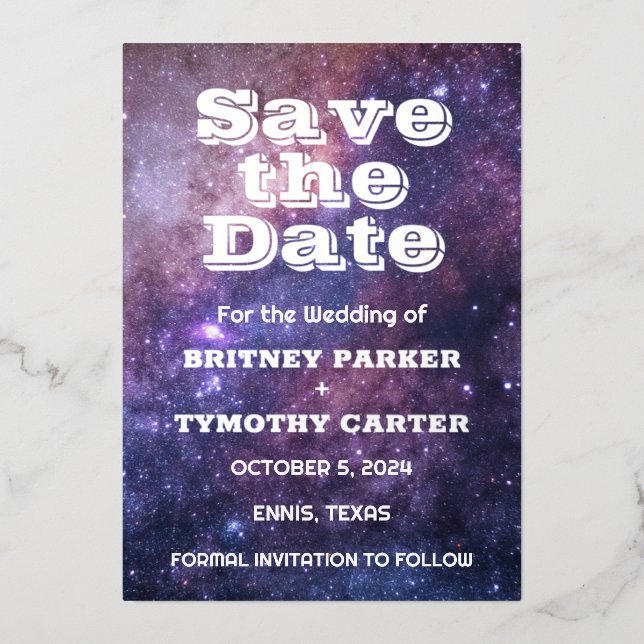 Elegant Galaxy Celestial QR Code Constellation Folieneinladung (Vorderseite)