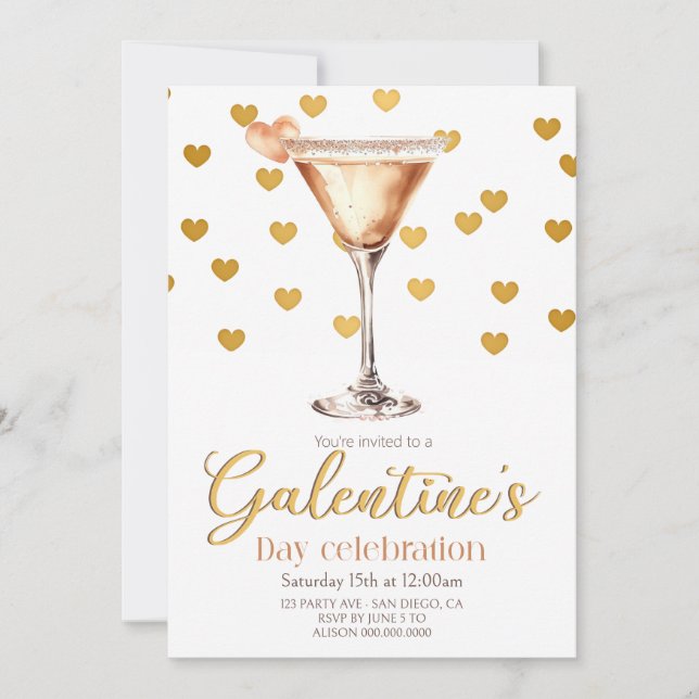 Elegant Galentine's Day party Invitation Einladung (Vorderseite)