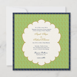 Elegant Ganesh Gold und grüne indische Hochzeit Einladung