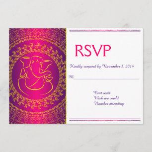 Elegant Ganesh   Indian God Pink RSVP Cards Einladung