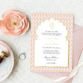 Elegant Ganesh Indische Hochzeit Rosa und Gold Folieneinladung
