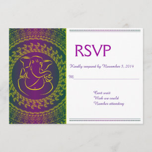 Elegant Ganesh   Lila RSVP - Karten für indische G