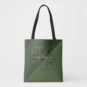 elegant ganz vorbei - 2 grünes mit Monogramm Tasche