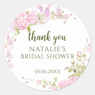 Elegant Garden Floral Bridal Shower Thank You  Runder Aufkleber