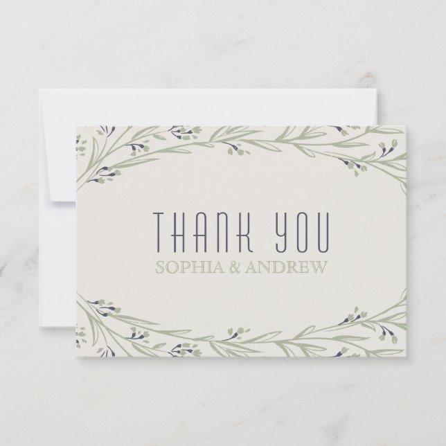 Elegant garden floral rustic wedding thank you dankeskarte (Vorderseite)