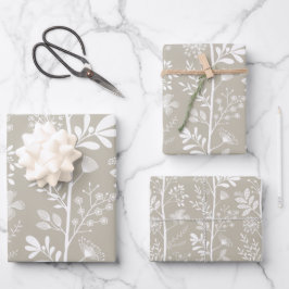 Elegant Garden Reverie Neutral Botanical Geschenkpapier Set