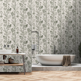 Elegant Garden Reverie Olive Green Botanical Tapete