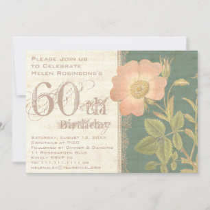 Elegant Gardeners 60. Geburtstag Vintage Rose Einladung