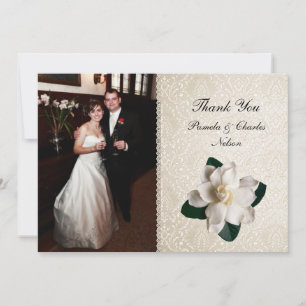 Elegant Gardenia Foto Wedding Dankeschön Card Dankeskarte