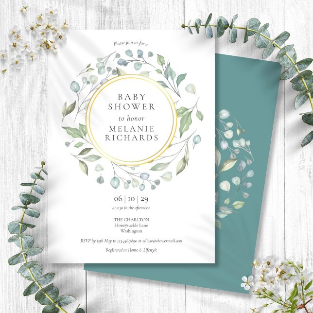 Elegant Garland Greenery Baby Shower Einladung (Elegant Garland Greenery Baby Shower Invitation)