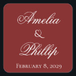 Elegant Garnet Red und White Wedding Stickers<br><div class="desc">Das bestste an Garnrot ist, dass es eine Farbe für alle Jahreszeiten ist! Es ist romantisch, regal und üppig, und gepaart mit dem richtigen Schriftart kann es alles von elegant bis whimsical werden. Wir gingen mit Eleganz für diese granatrote und weiße Hochzeitssuite. Vollständig anpassbar, also fühlen Sie sich frei, es...</div>