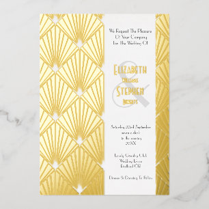 Elegant Gatsby Art Deco 1920er Gold Hochzeitsfolie Folieneinladung