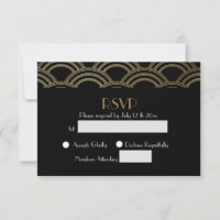 Elégant Gatsby Art Déco Gold Wedding RSVP
