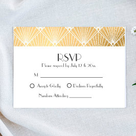 Elégant Gatsby Art Déco Gold Wedding RSVP