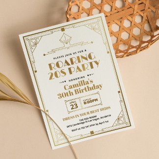 Elegant Gatsby Art Deco Roaring 20er Jahre Weißes  Einladung