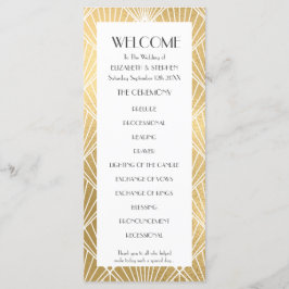 Élégant Gatsby Déco White & Gold Wedding Programme