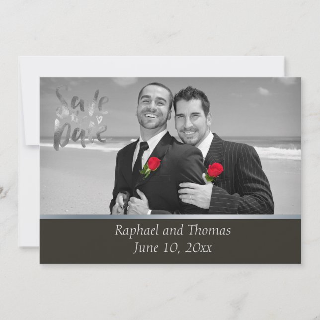 Elegant Gay Tuxedo Save the Date (Vorderseite)