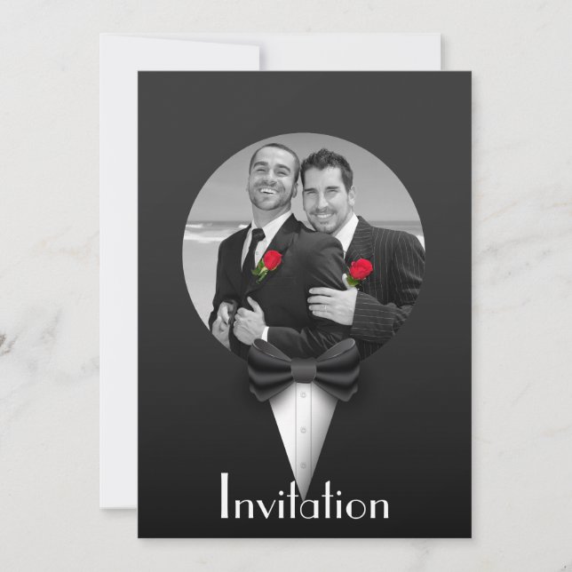 Elegant Gay Tuxedo Wedding Einladung (Vorderseite)