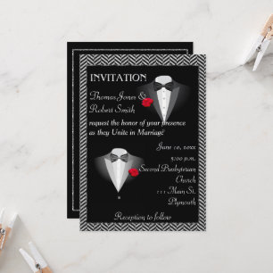 Elegant Gay Tuxedo Wedding Einladung