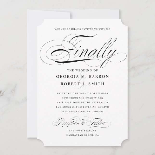 Elegant Gay Wedding Einladung Endlich Kalligrafie (Vorderseite)