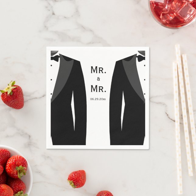 Elegant Gay Wedding Napkins Mr. and Mr. Serviette (Beispiel)