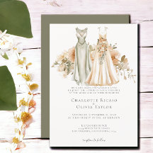 Elegant Gay Wedding Two Brils in Dress