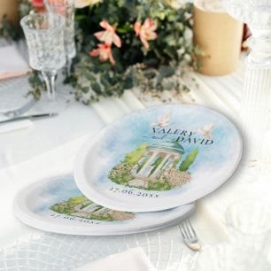 Elegant Gazebo   Blume taucht Hochzeit Luxus Pappteller