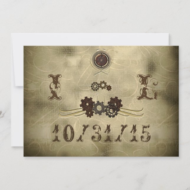 Elegant Gears Steampunk Wedding Einladungen (Vorderseite)