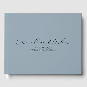 Elegant geben Sie Script Serif Custom Blue Gray We Gästebuch