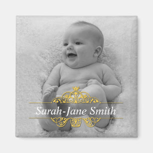 Elegant Geblüht Baby Foto Keepake - Gelb Magnet