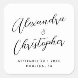 Elegant Geblüht Calligrafy Names Gastgeschenk Hoch Quadratischer Aufkleber