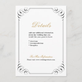 Elegant geblüht kalligraphische Hochzeitsdetails Begleitkarte