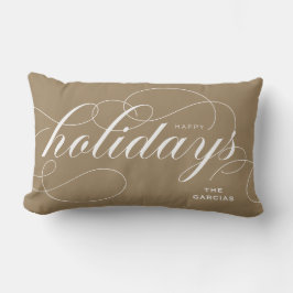 Elegant Geblüht Script Happy Holidays Gold Lendenkissen