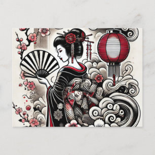 Elegant Geisha Postcard mit japanischem Design Feiertagspostkarte