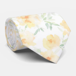 Elegant, gelb-orangefarbene Aquarellblüte Krawatte