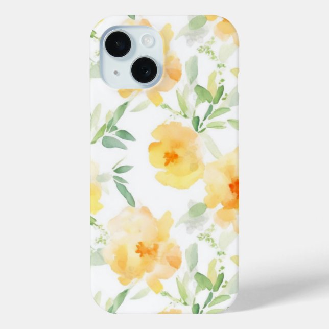 Elegant gelb pfirsichfarbene Aquarellblüte Case-Mate iPhone Hülle (Rückseite)